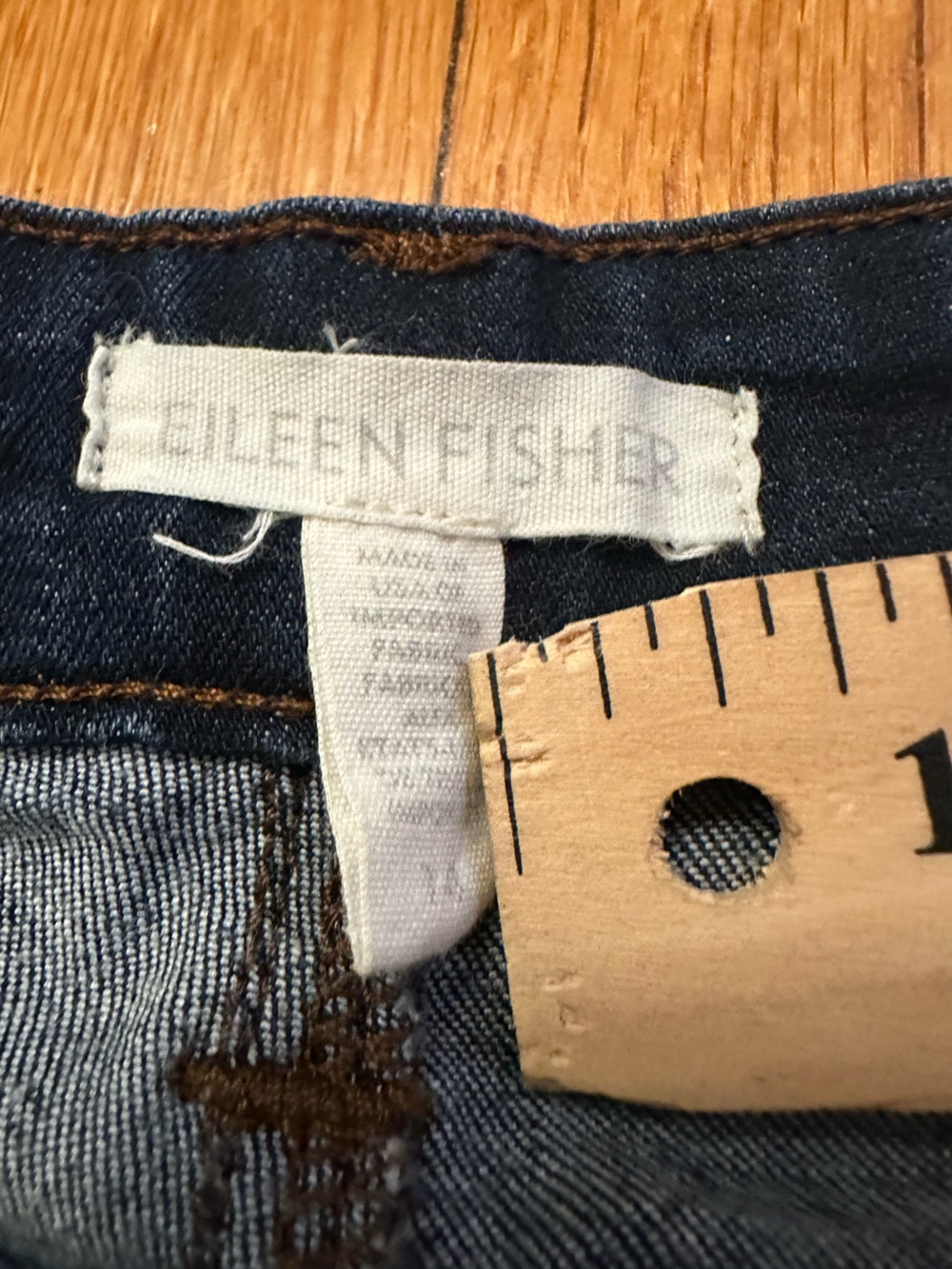 Eileen Fisher Skinny Straight Jeans in Organic Cotton Dark Indigo 14 Classic
